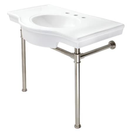 Fauceture VPB1378ST Templeton 37" Ceramic Console Table W/ SS Legs, White/Nickel VPB1378ST